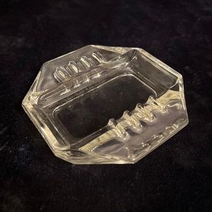 Vintage Safex Clear Glass Ribbed Octagon Ashtray Art Deco
